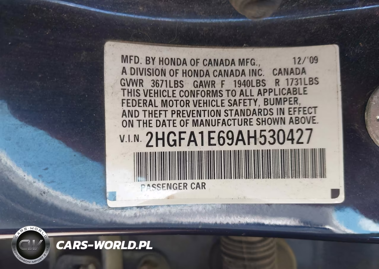 2010 Honda Civic Lx-S VIN:2HGFA1E69AH530427 - 9