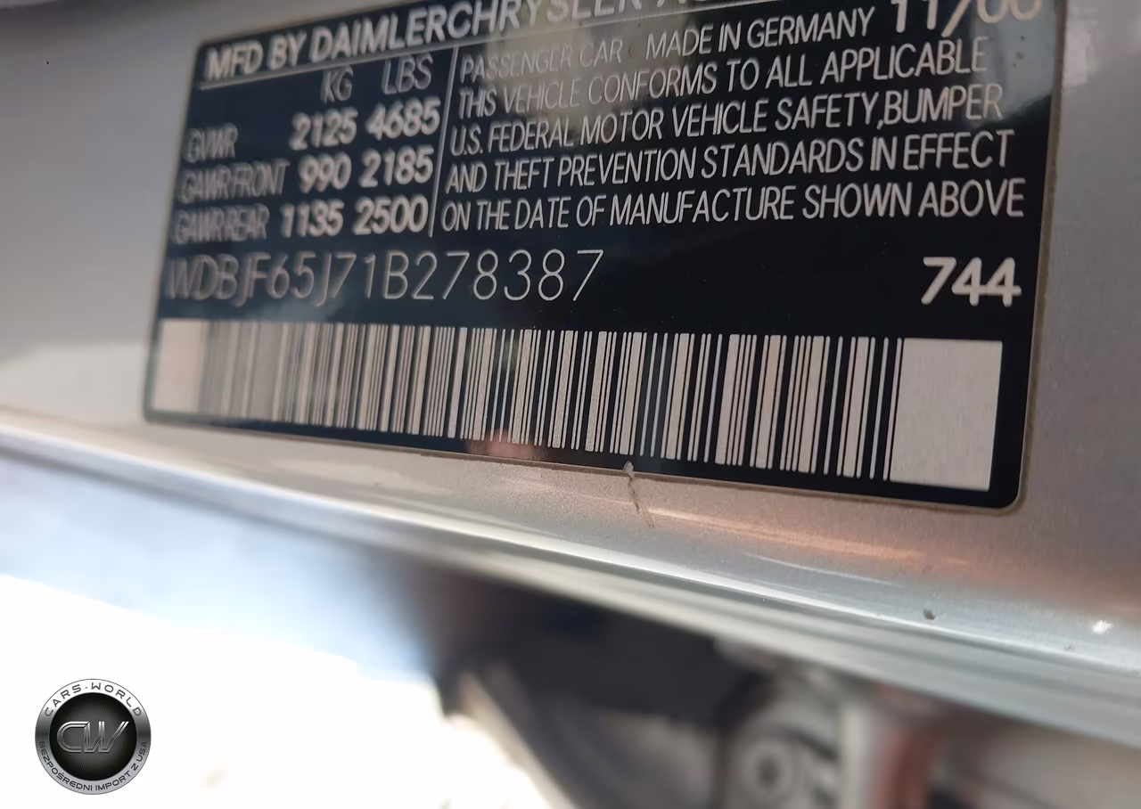 2001 Mercedes-Benz E 320 VIN:WDBJF65J71B278387 - 9