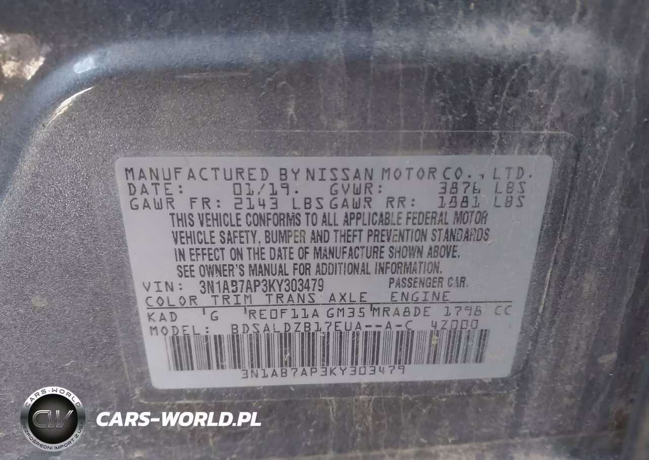 2019 Nissan Sentra Sv VIN:3N1AB7AP3KY303479 - 9