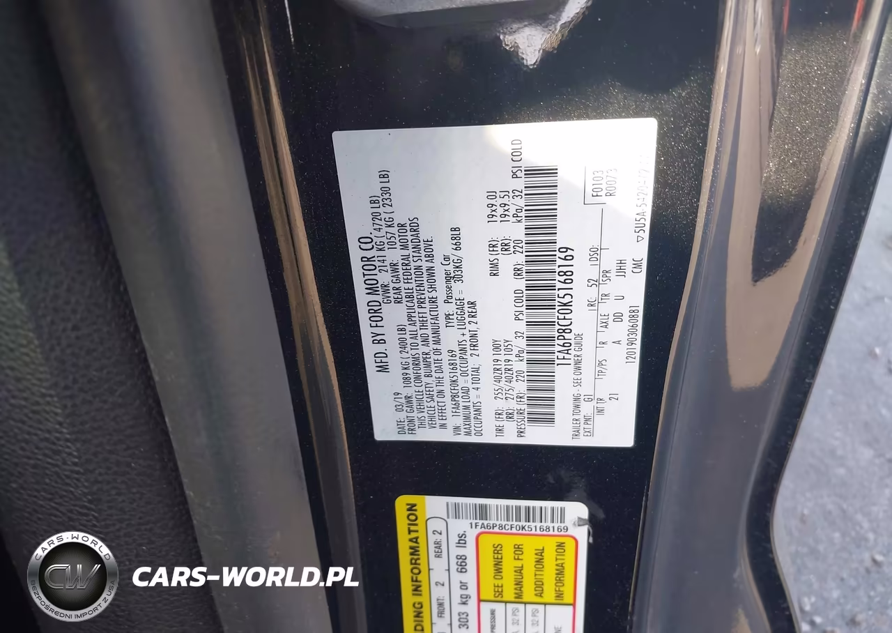 2019 Ford Mustang Gt VIN:1FA6P8CF0K5168169 - 9