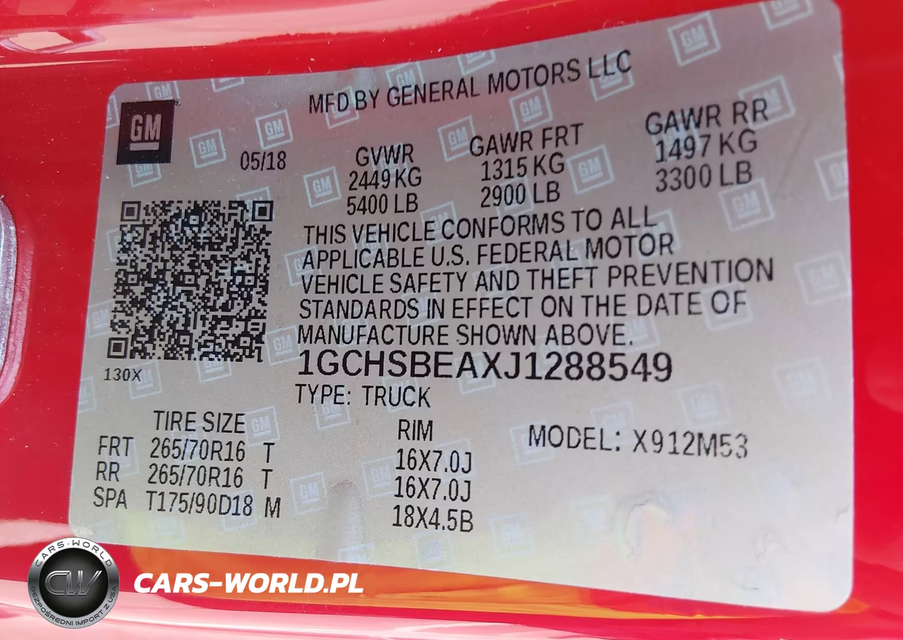 2018 Chevrolet Colorado Wt VIN:1GCHSBEAXJ1288549 - 9