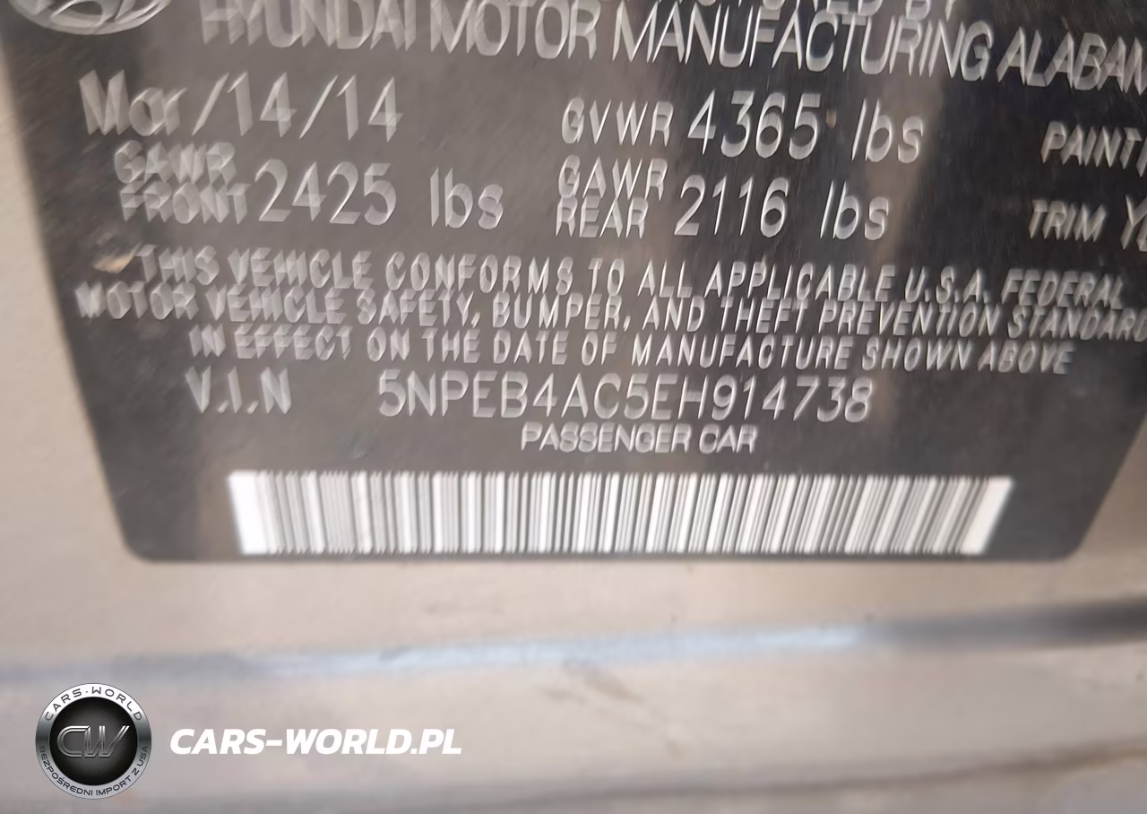 2014 Hyundai Sonata Gls VIN:5NPEB4AC5EH914738 - 9