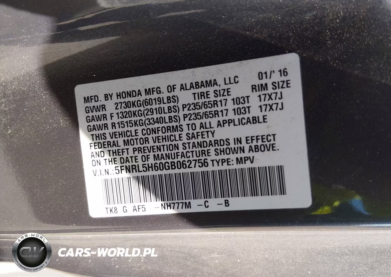 2016 Honda Odyssey Ex-L VIN:5FNRL5H60GB062756 - 9