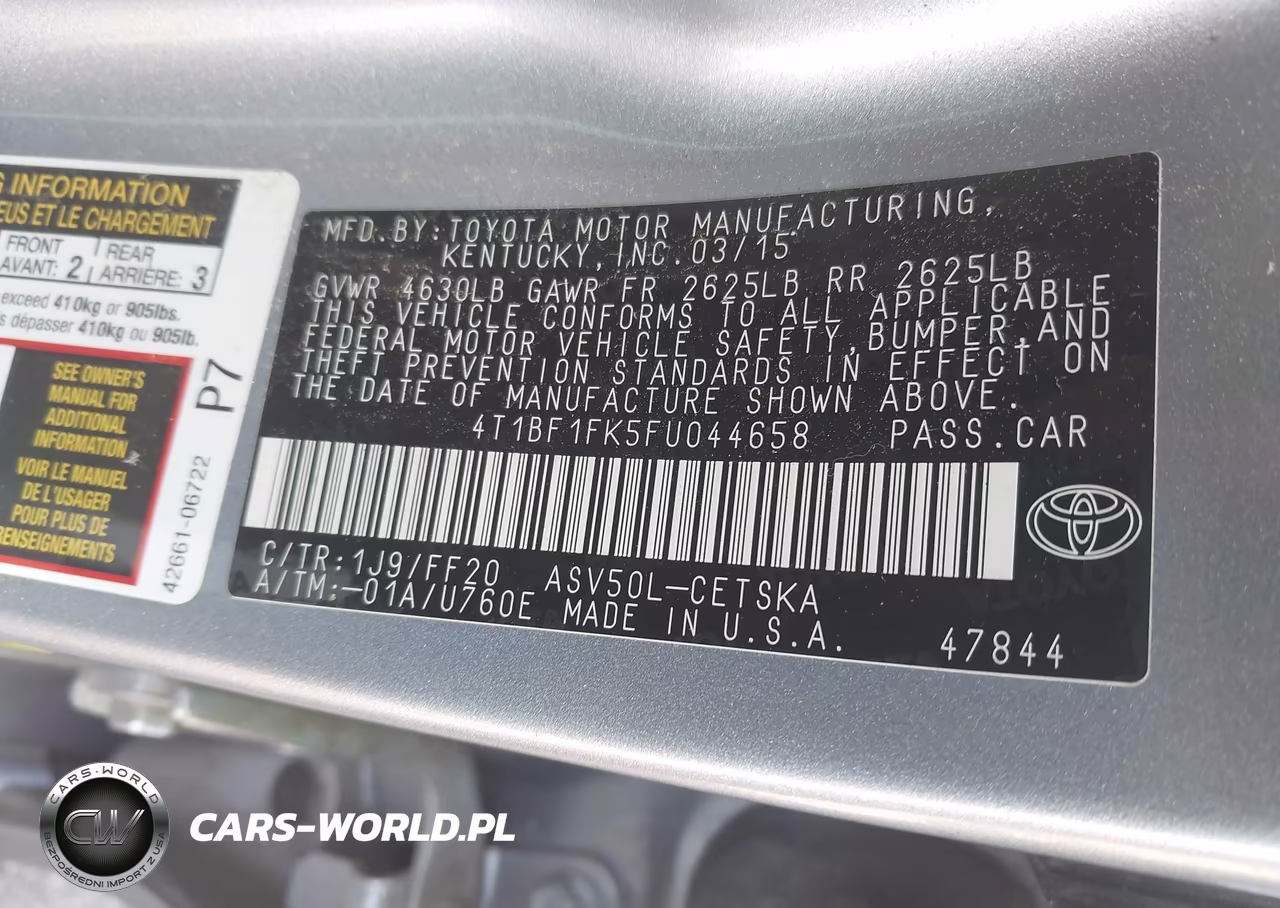 2015 Toyota Camry Se VIN:4T1BF1FK5FU044658 - 9