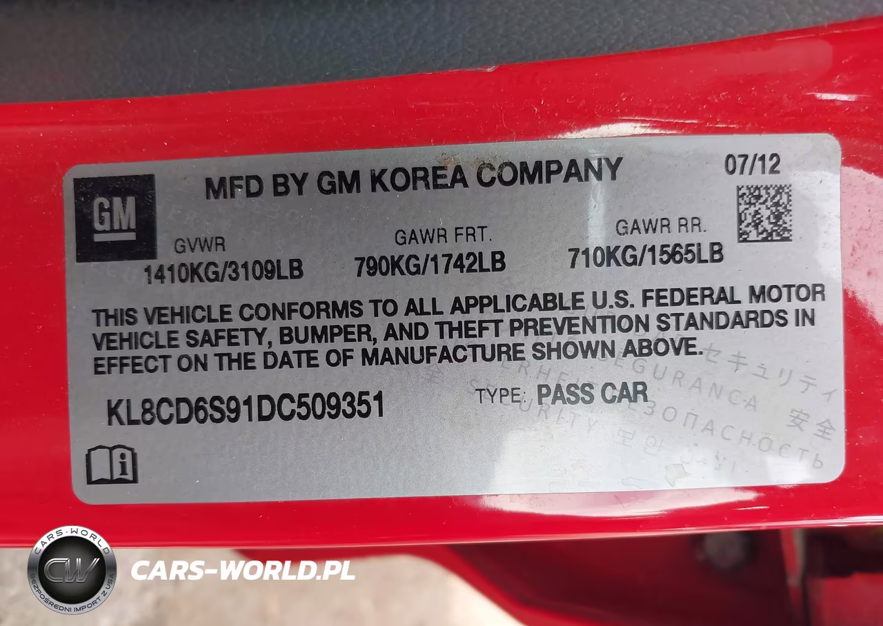 2013 Chevrolet Spark 1Lt Auto VIN:KL8CD6S91DC509351 - 9
