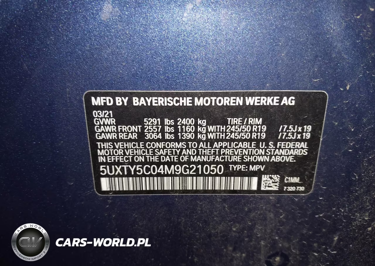 2021 BMW X3 xDrive30I VIN:5UXTY5C04M9G21050 - 9