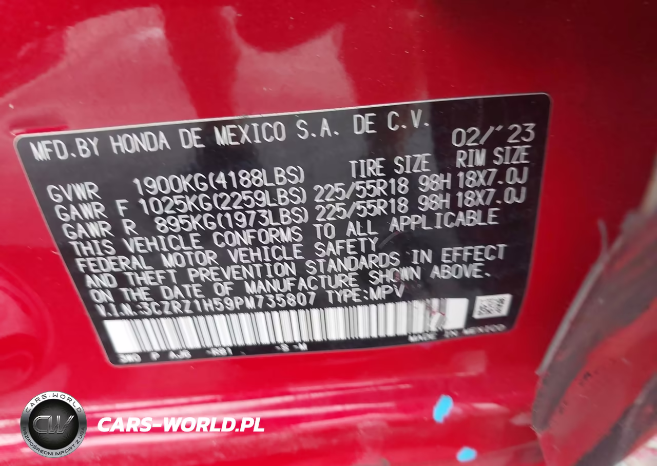 2023 Honda Hr-V 2Wd Sport VIN:3CZRZ1H59PM735807 - 9