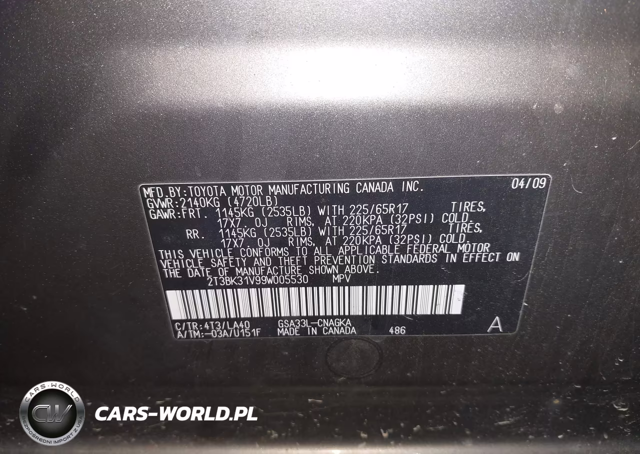 2009 Toyota Rav4 Limited V6 VIN:2T3BK31V99W005530 - 9