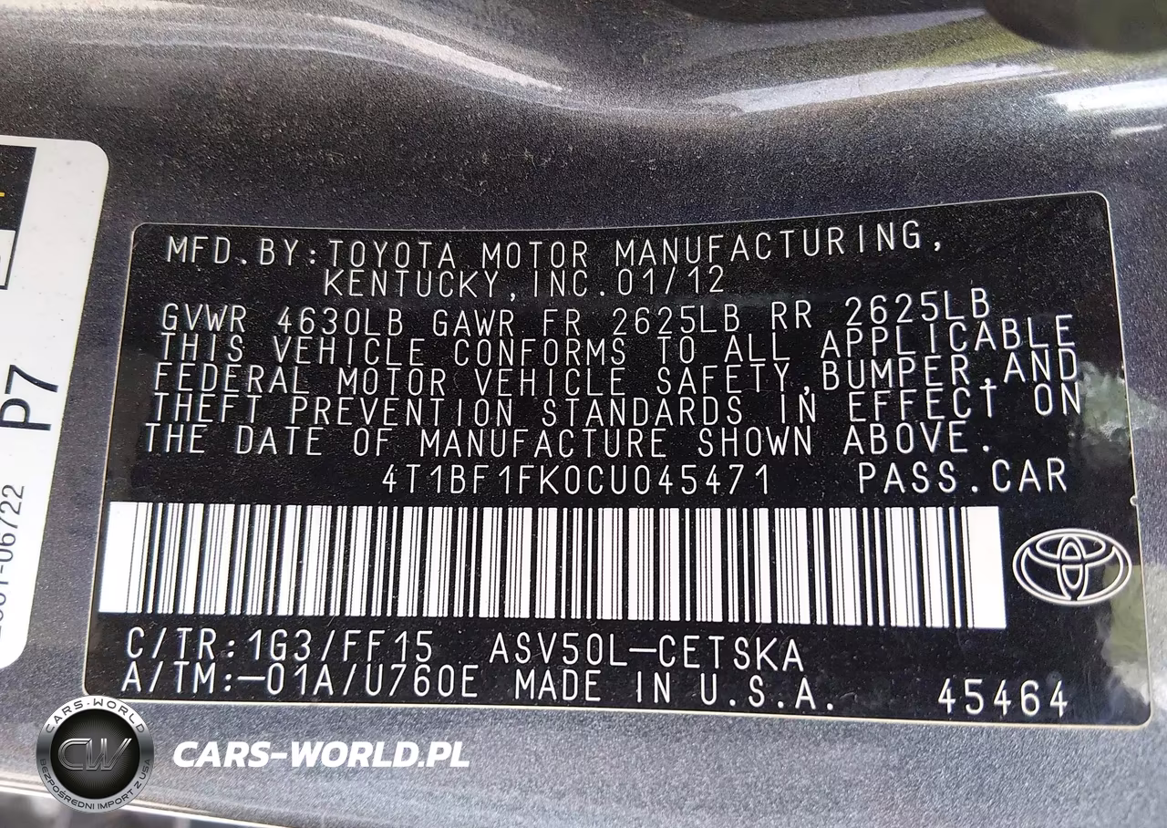 2012 Toyota Camry Se VIN:4T1BF1FK0CU045471 - 9