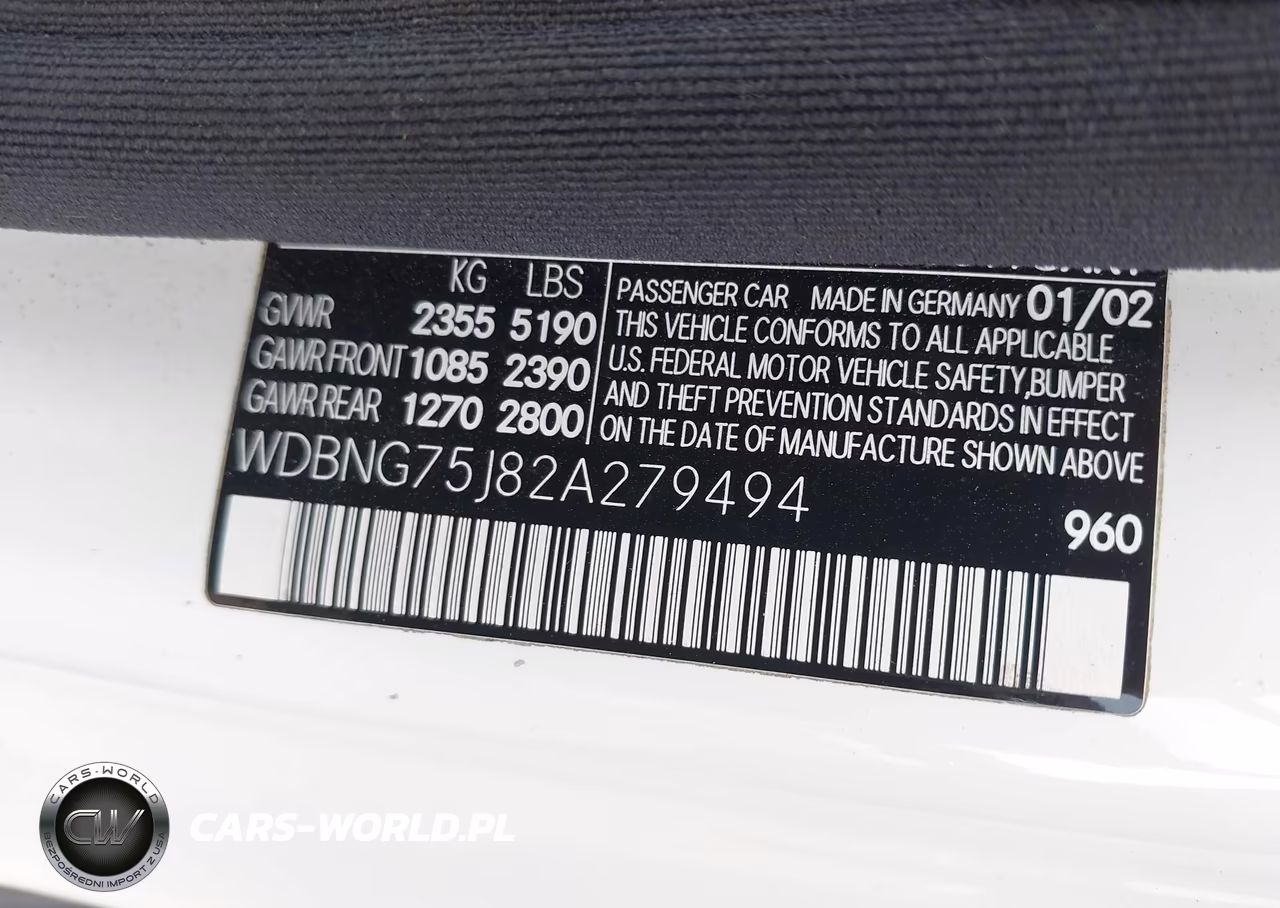 2002 Mercedes-Benz S 500 VIN:WDBNG75J82A279494 - 9