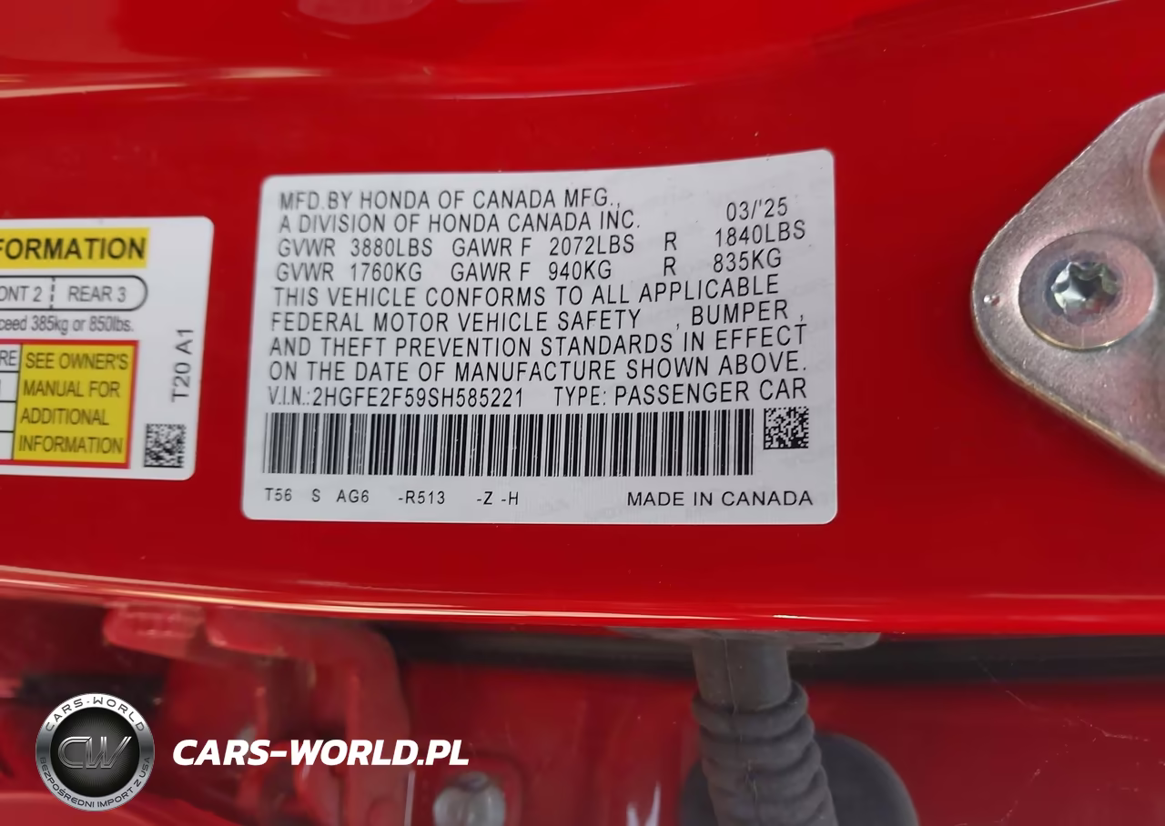 2025 Honda Civic Sport VIN:2HGFE2F59SH585221 - 9