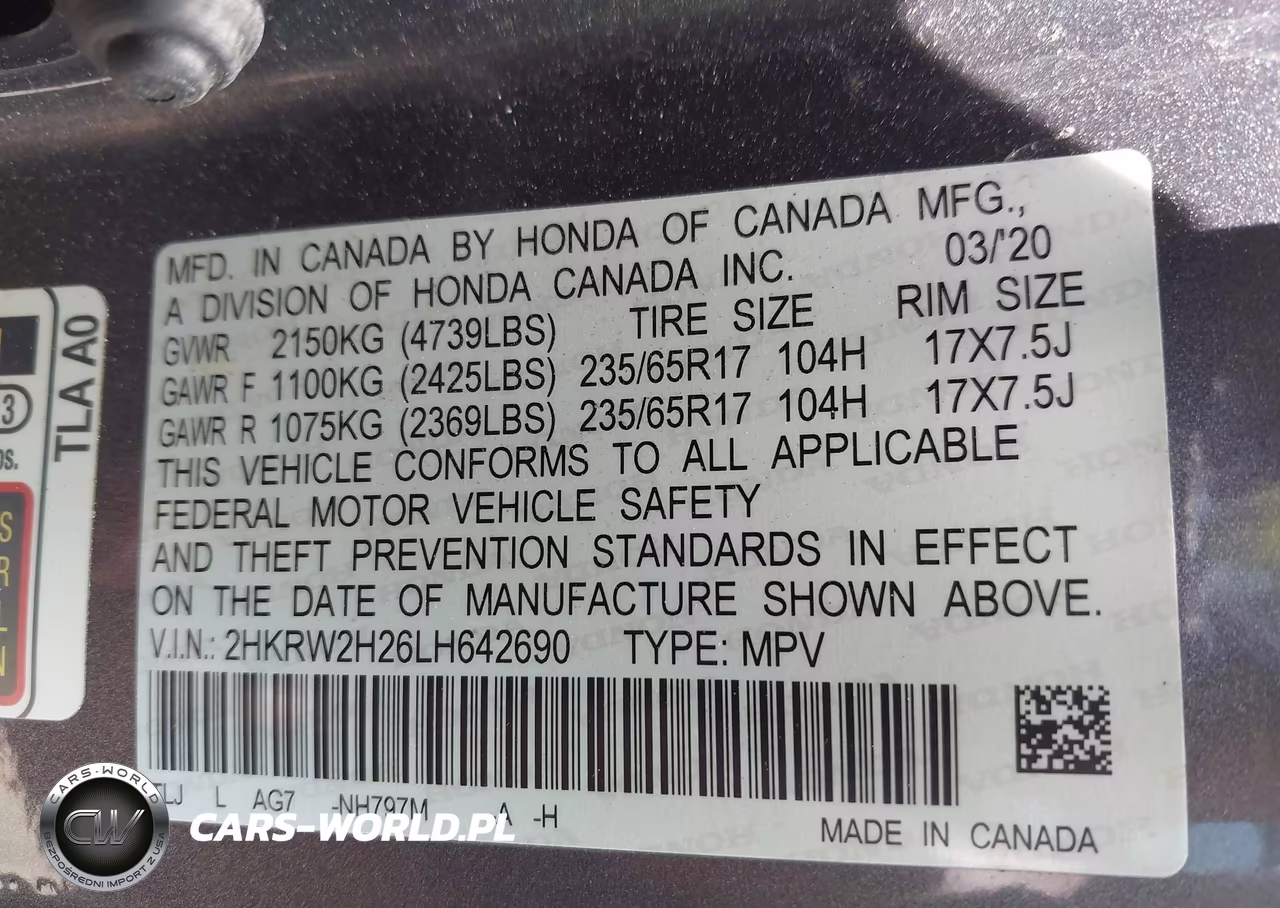 2020 Honda Cr-V Awd Lx VIN:2HKRW2H26LH642690 - 9