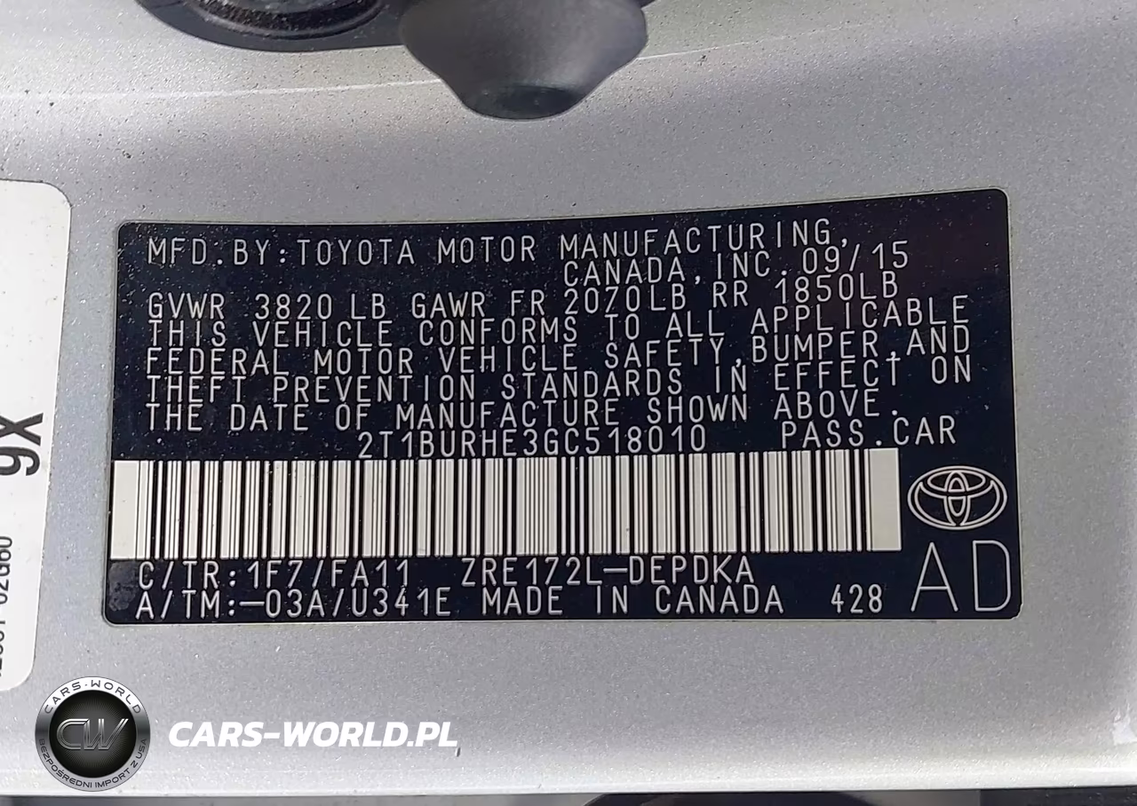 2016 Toyota Corolla L VIN:2T1BURHE3GC518010 - 9