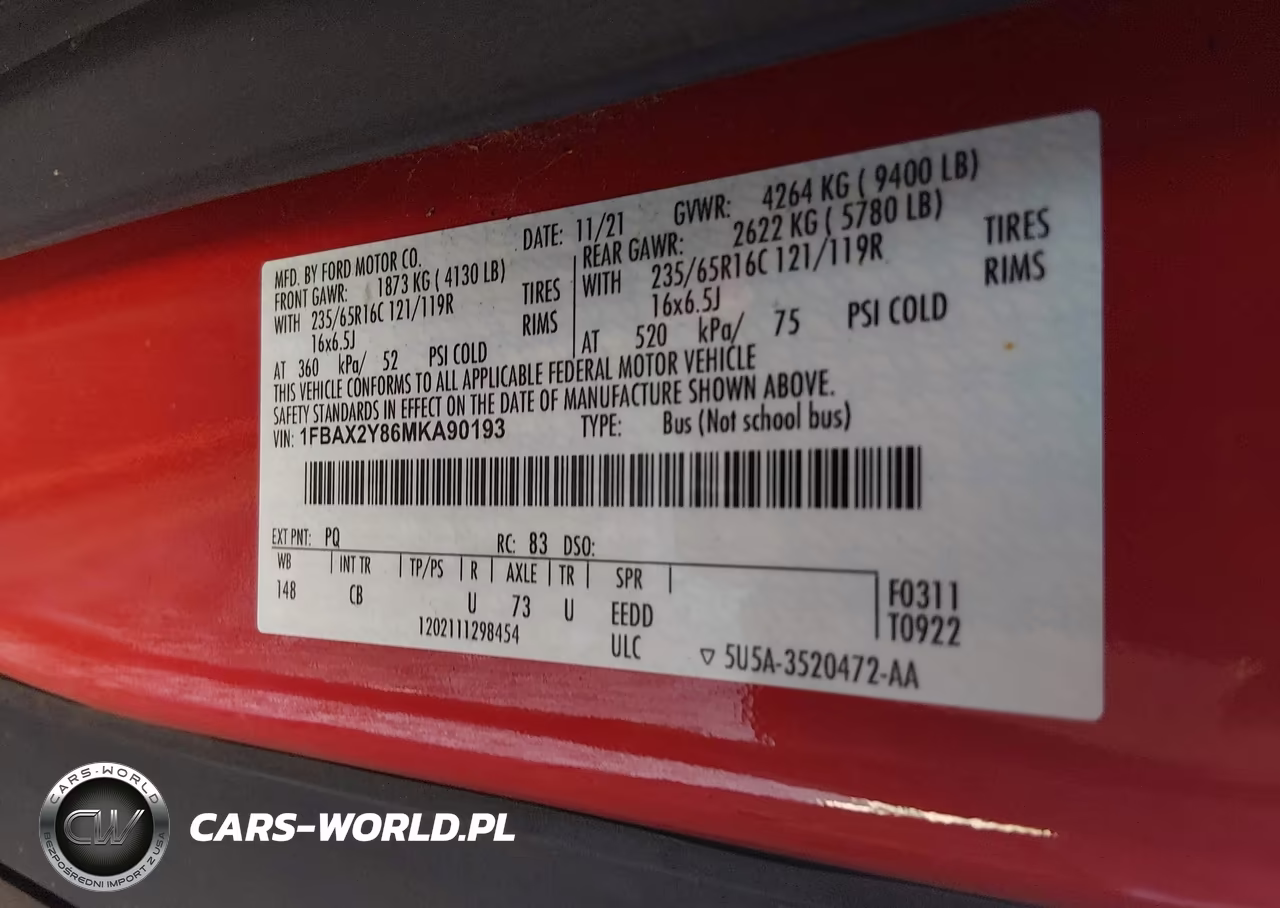 2021 Ford Transit-350 Passenger Van Xl VIN:1FBAX2Y86MKA90193 - 9
