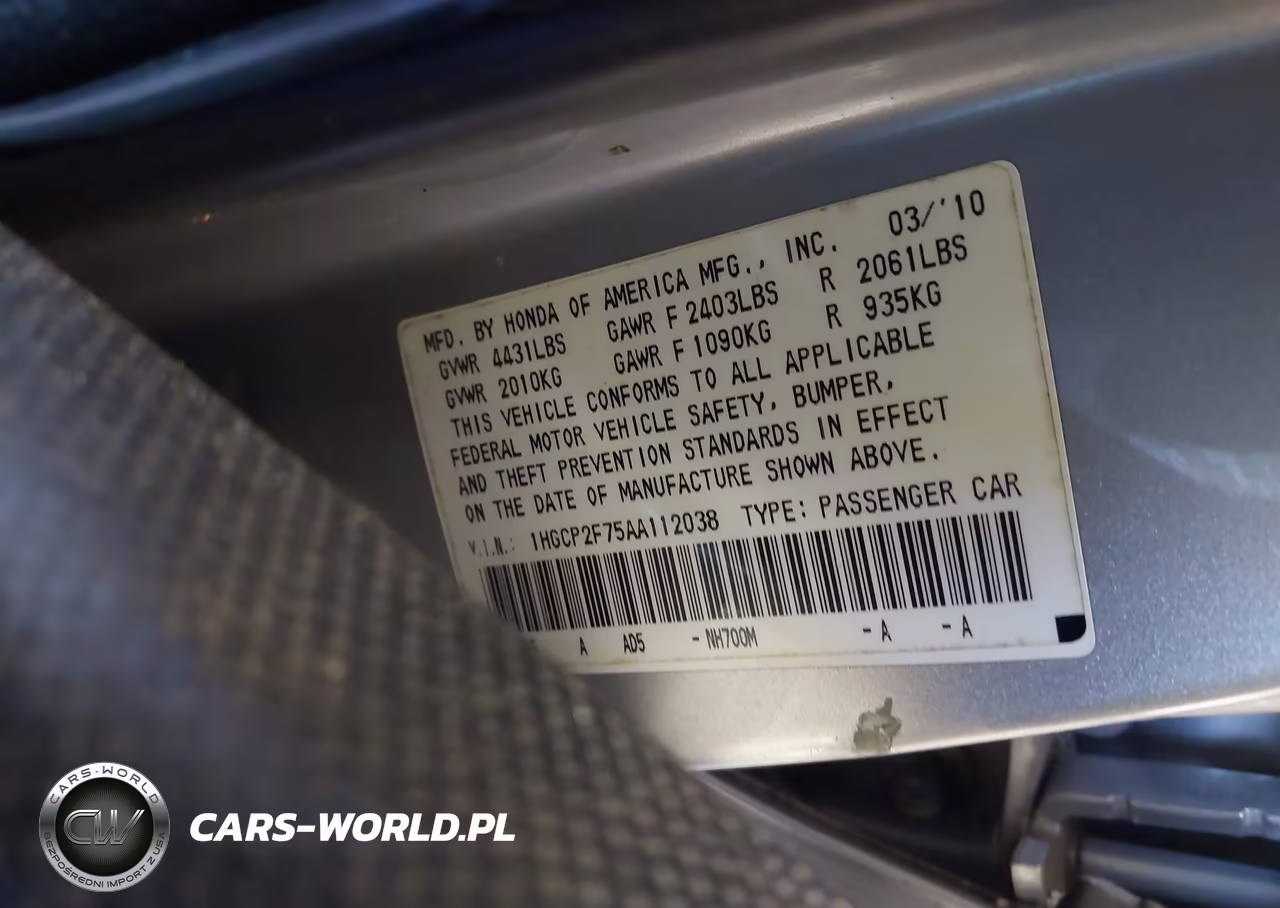 2010 Honda Accord 2.4 Ex VIN:1HGCP2F75AA112038 - 9