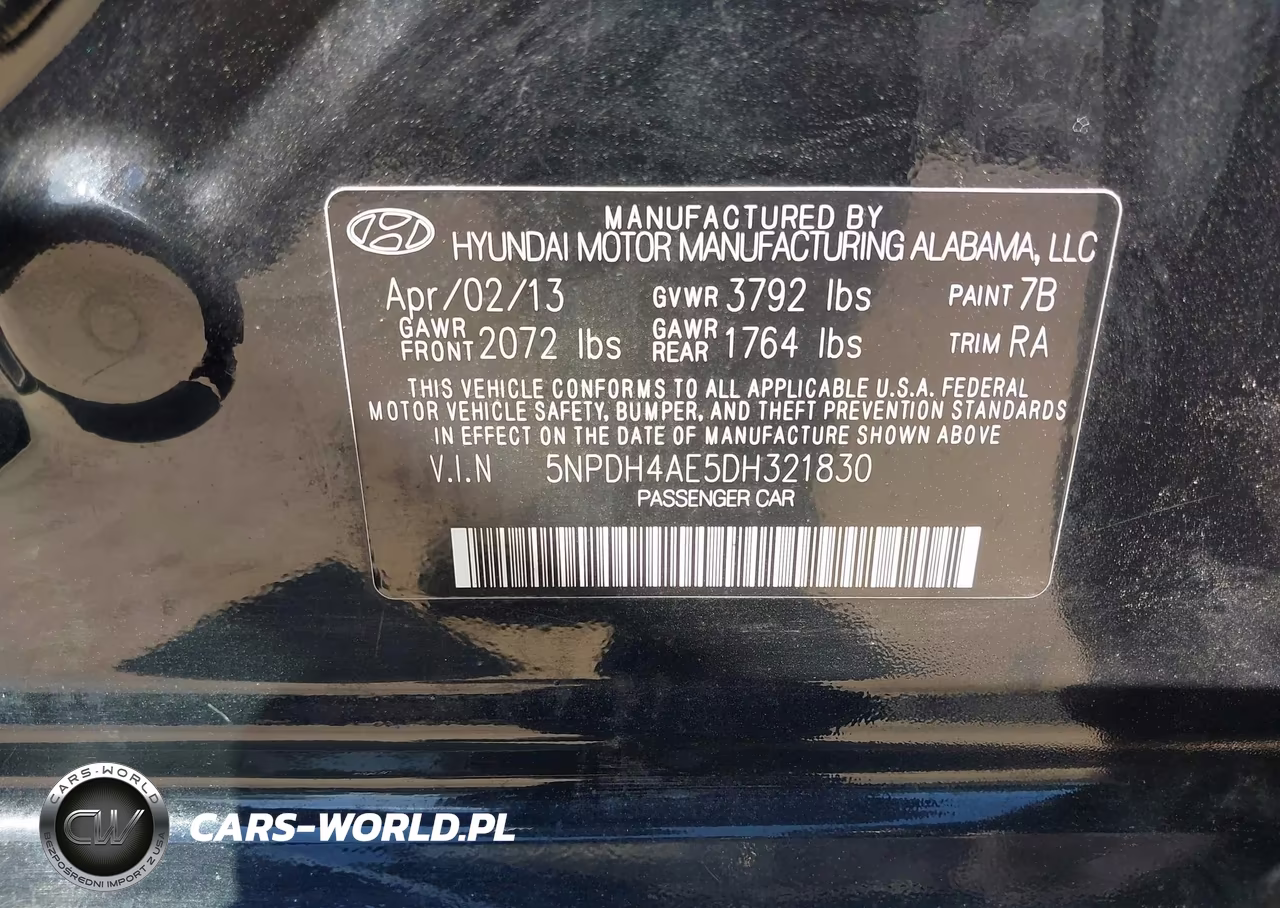 2013 Hyundai Elantra Gls VIN:5NPDH4AE5DH321830 - 9