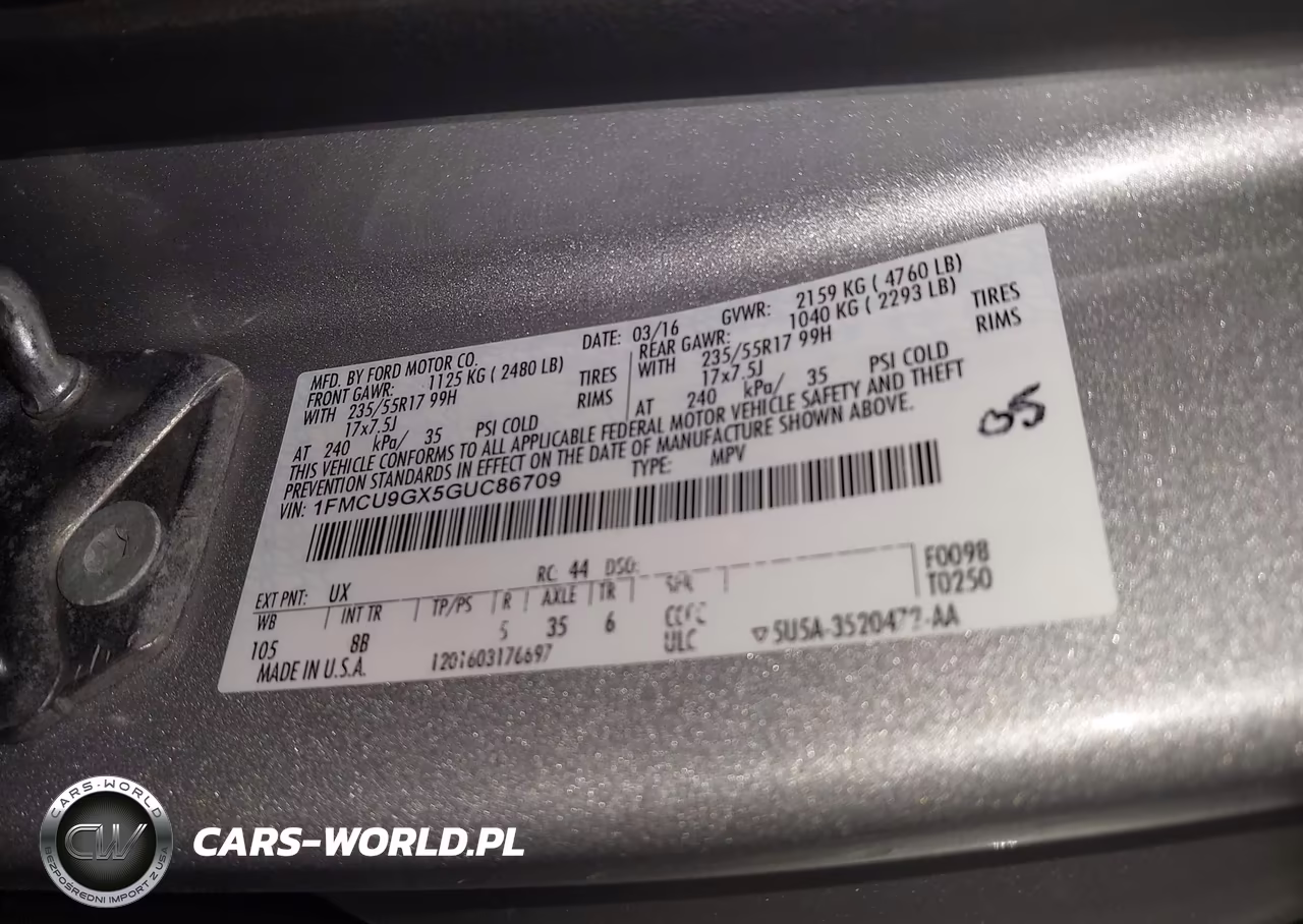 2016 Ford Escape Se VIN:1FMCU9GX5GUC86709 - 9