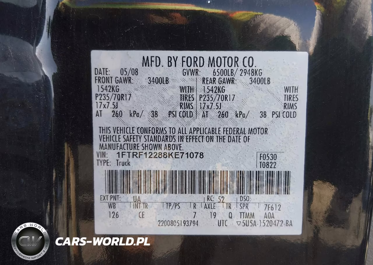 2008 Ford F-150 Stx-Xl-Xlt VIN:1FTRF12288KE71078 - 9