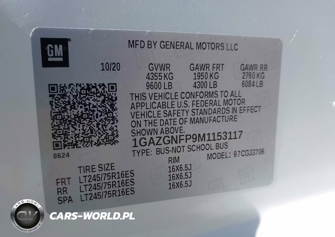 2021 Chevrolet Express Passenger Rwd 3500 Extended Wheelbase Ls VIN:1GAZGNFP9M1153117 - 9