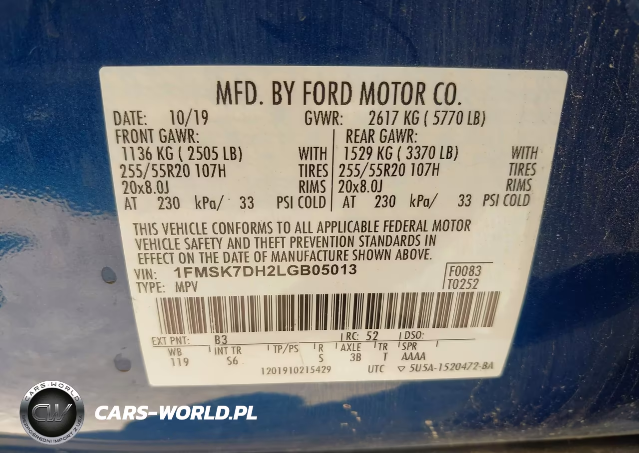 2020 Ford Explorer Xlt VIN:1FMSK7DH2LGB05013 - 9