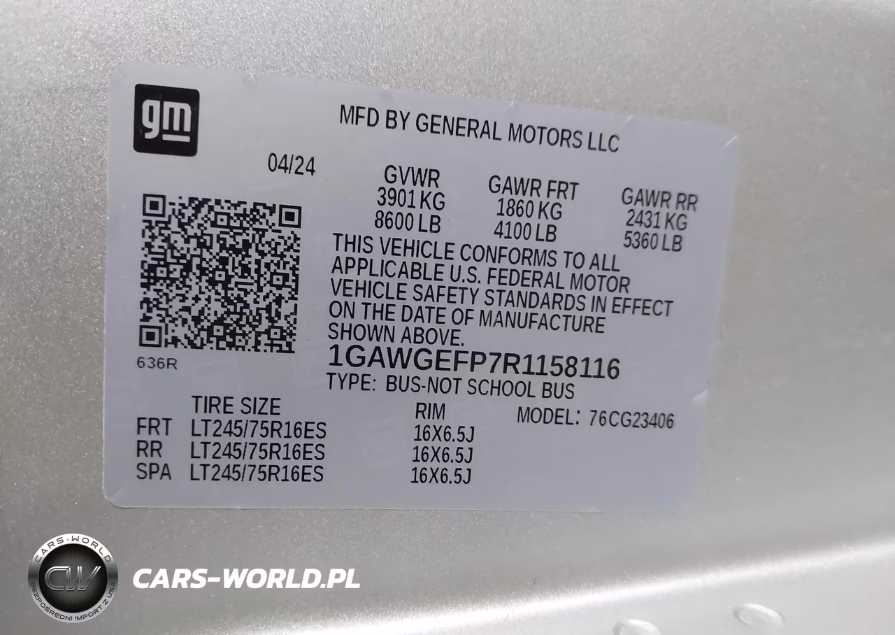 2024 Chevrolet Express Passenger Rwd 2500 Regular Wheelbase Ls VIN:1GAWGEFP7R1158116 - 9