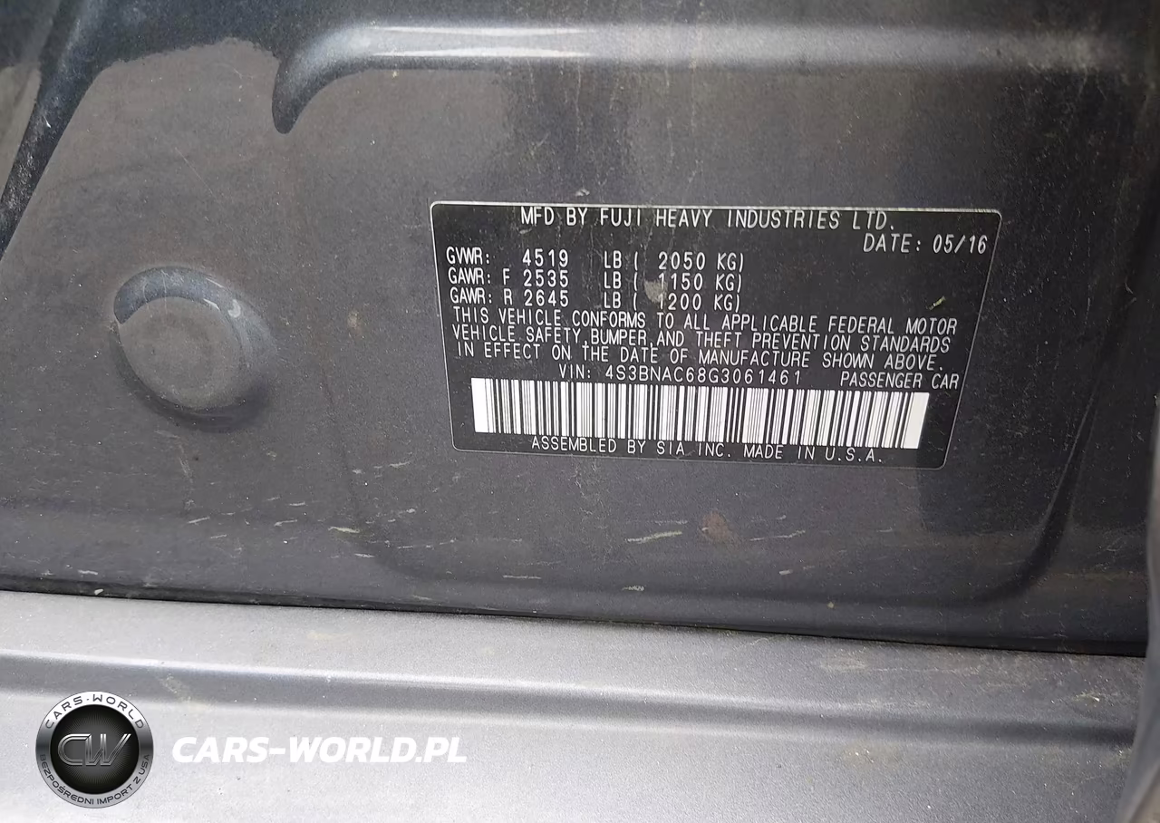 2016 Subaru Legacy 2.5I Premium VIN:4S3BNAC68G3061461 - 9