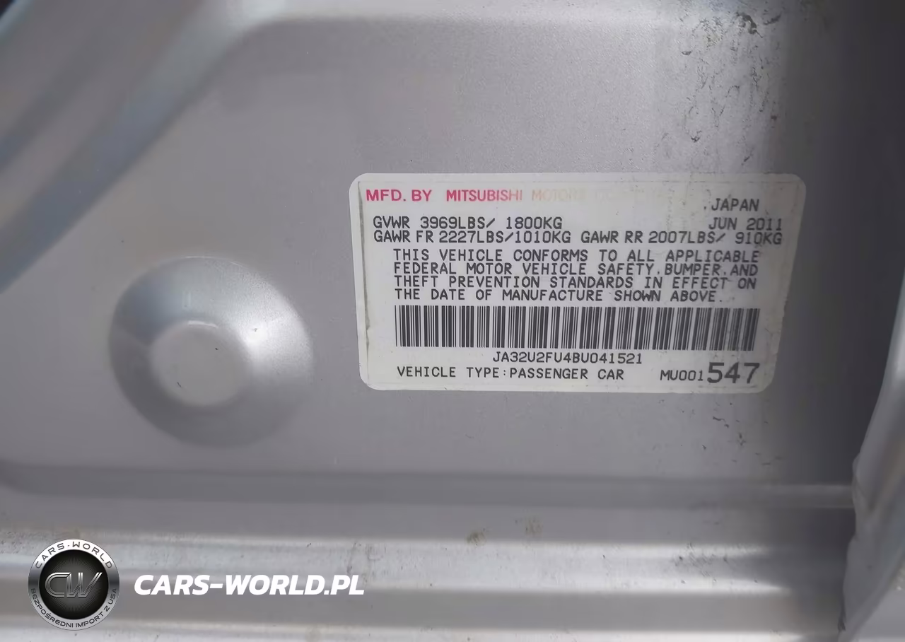 2011 Mitsubishi Lancer Es VIN:JA32U2FU4BU041521 - 9