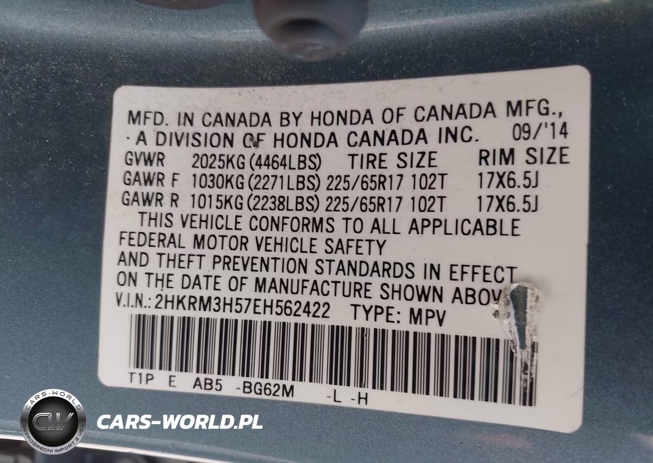 2014 Honda Cr-V Ex VIN:2HKRM3H57EH562422 - 9