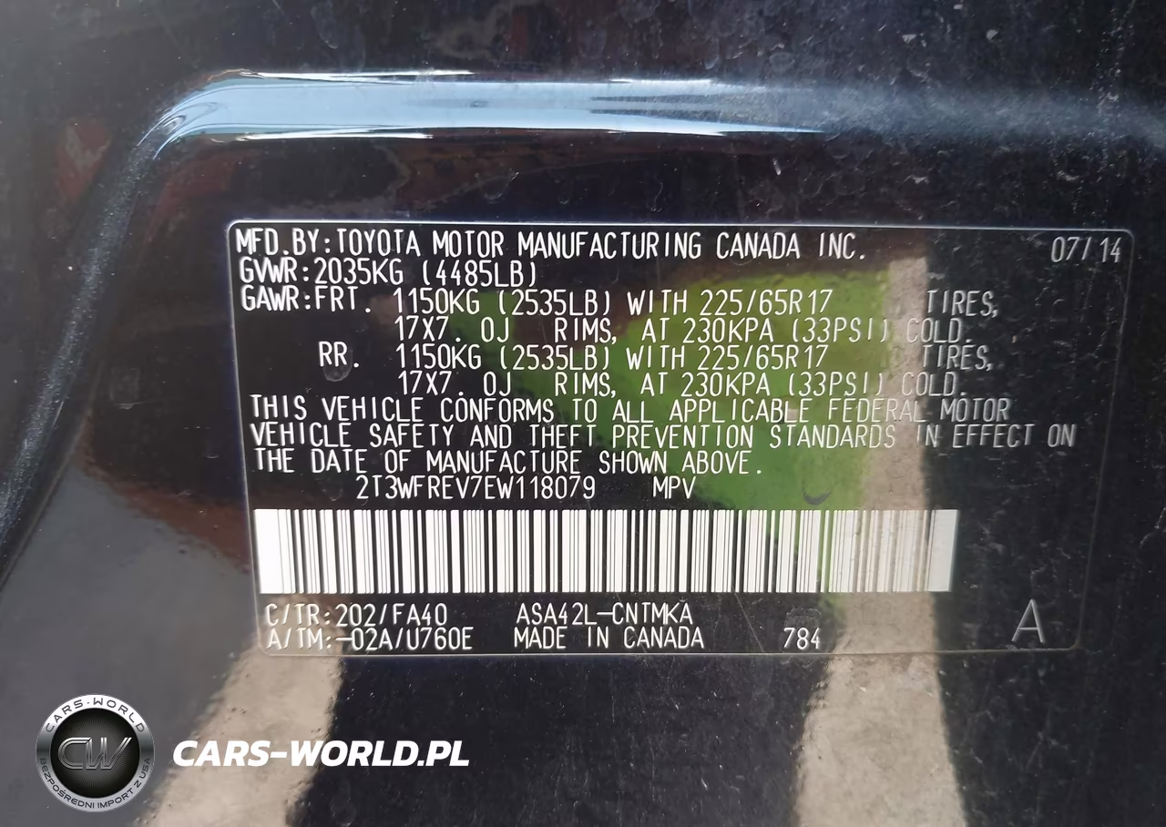 2014 Toyota Rav4 Xle VIN:2T3WFREV7EW118079 - 9