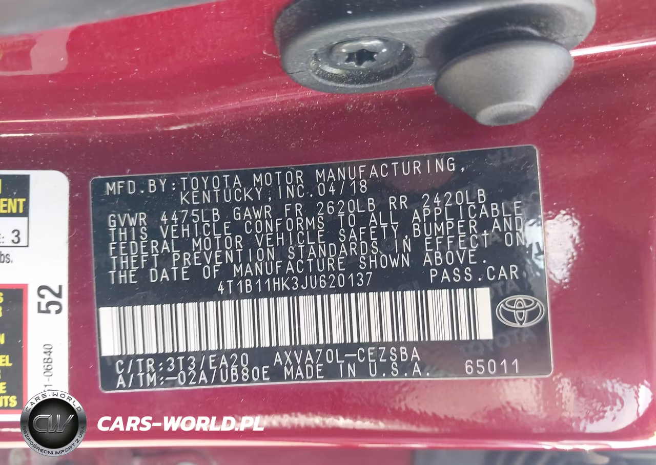 2018 Toyota Camry L VIN:4T1B11HK3JU620137 - 9
