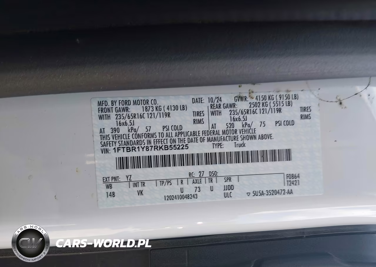 2024 Ford Transit-250 VIN:1FTBR1Y87RKB55225 - 4