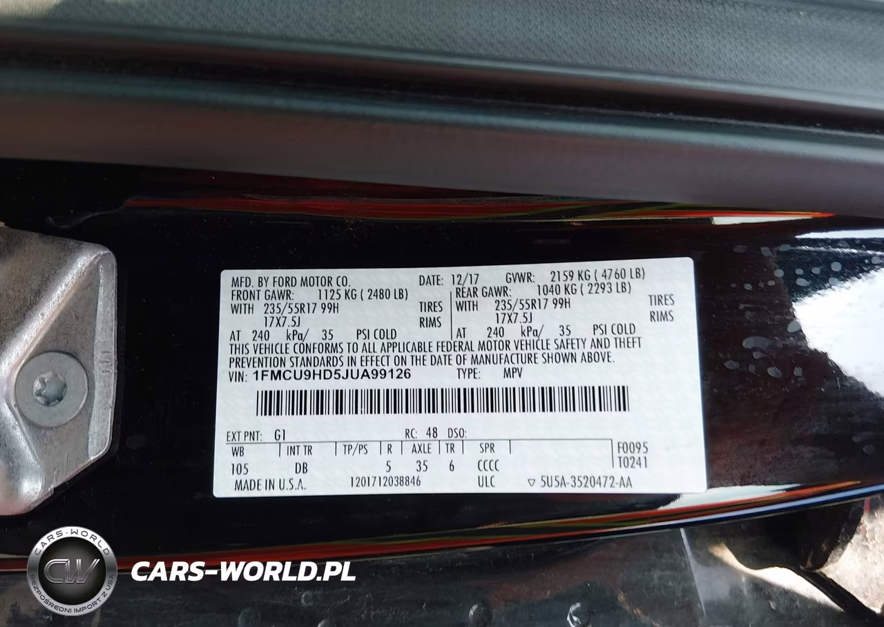 2018 Ford Escape Sel VIN:1FMCU9HD5JUA99126 - 9