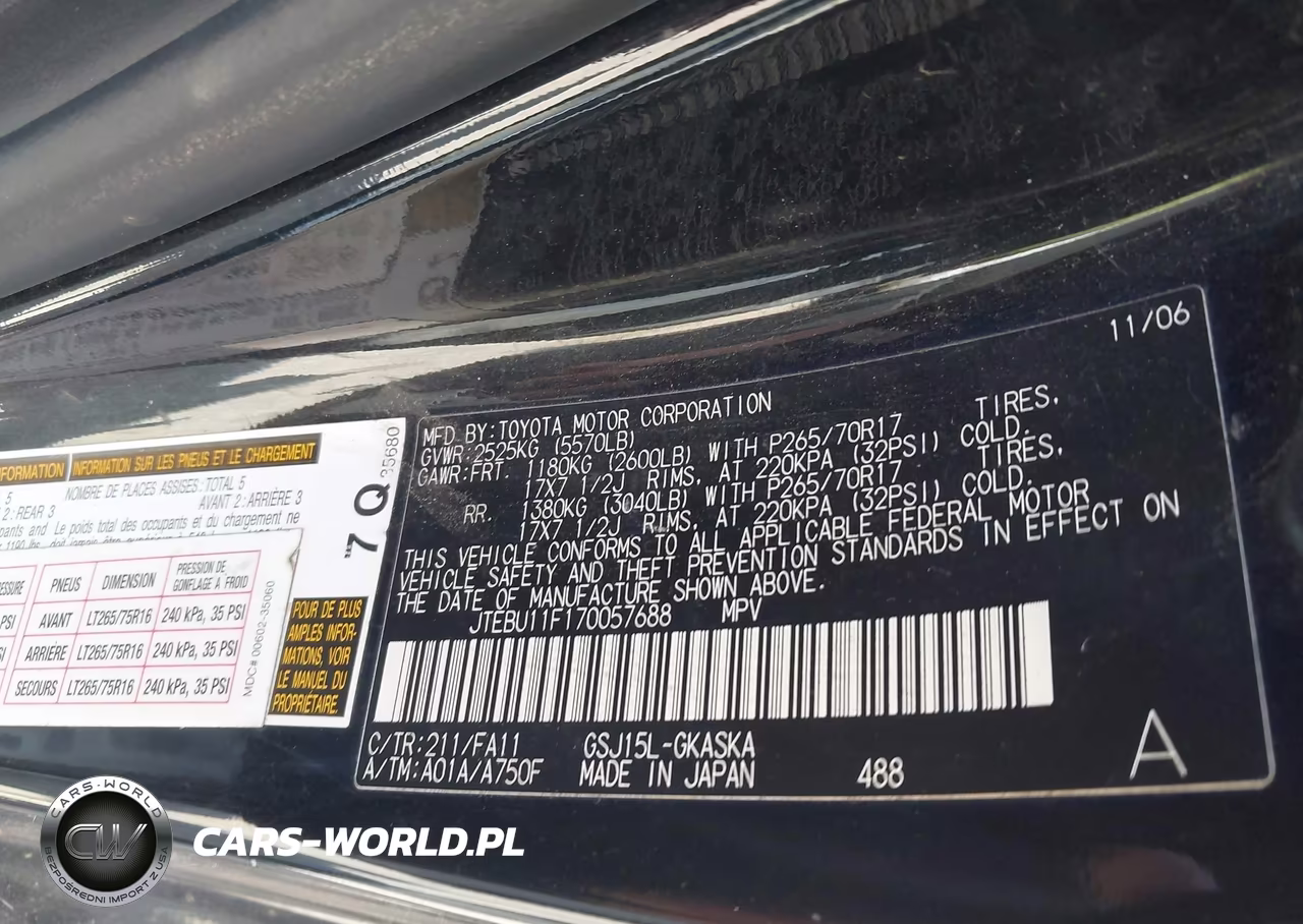 2007 Toyota Fj Cruiser VIN:JTEBU11F170057688 - 9