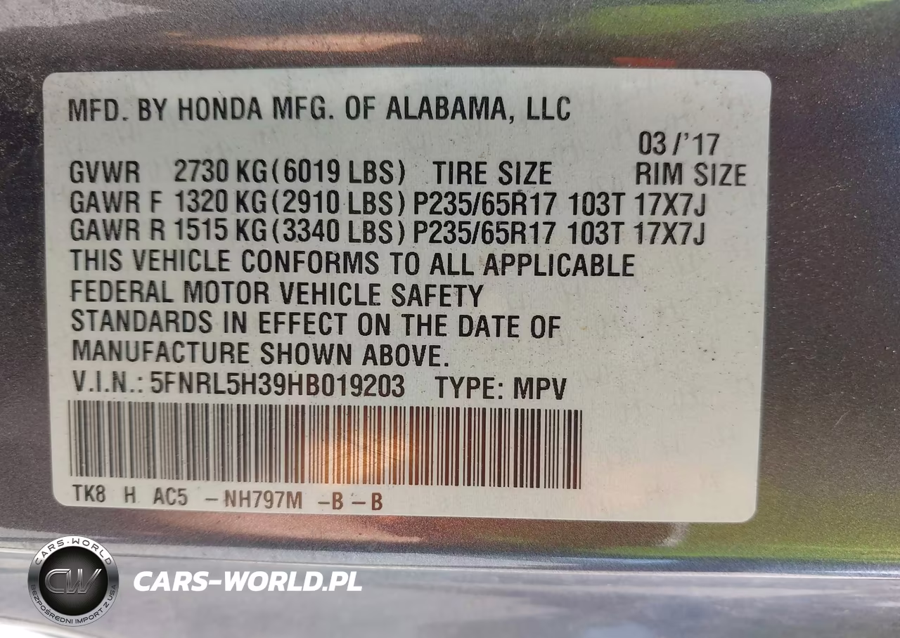 2017 Honda Odyssey Se VIN:5FNRL5H39HB019203 - 9