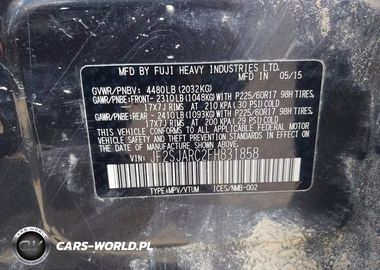 2015 Subaru Forester 2.5I Limited VIN:JF2SJARC2FH831858 - 9