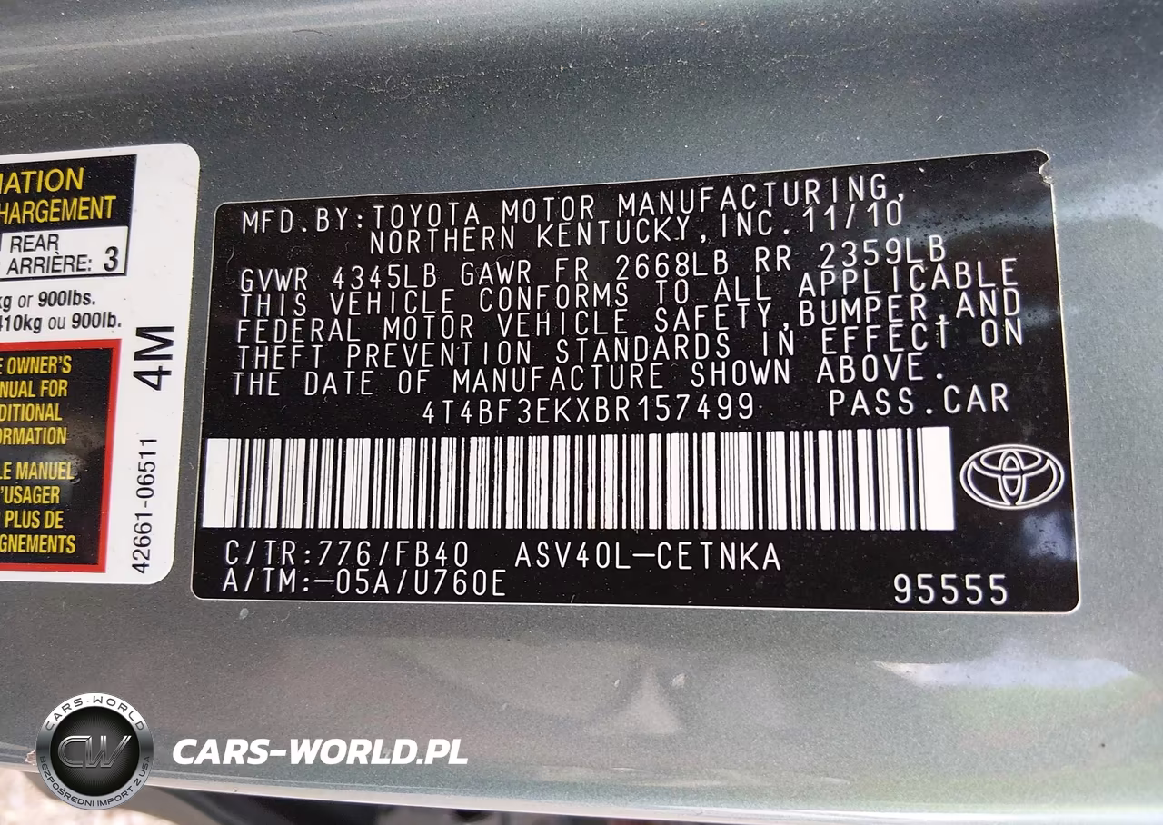 2011 Toyota Camry Le VIN:4T4BF3EKXBR157499 - 9