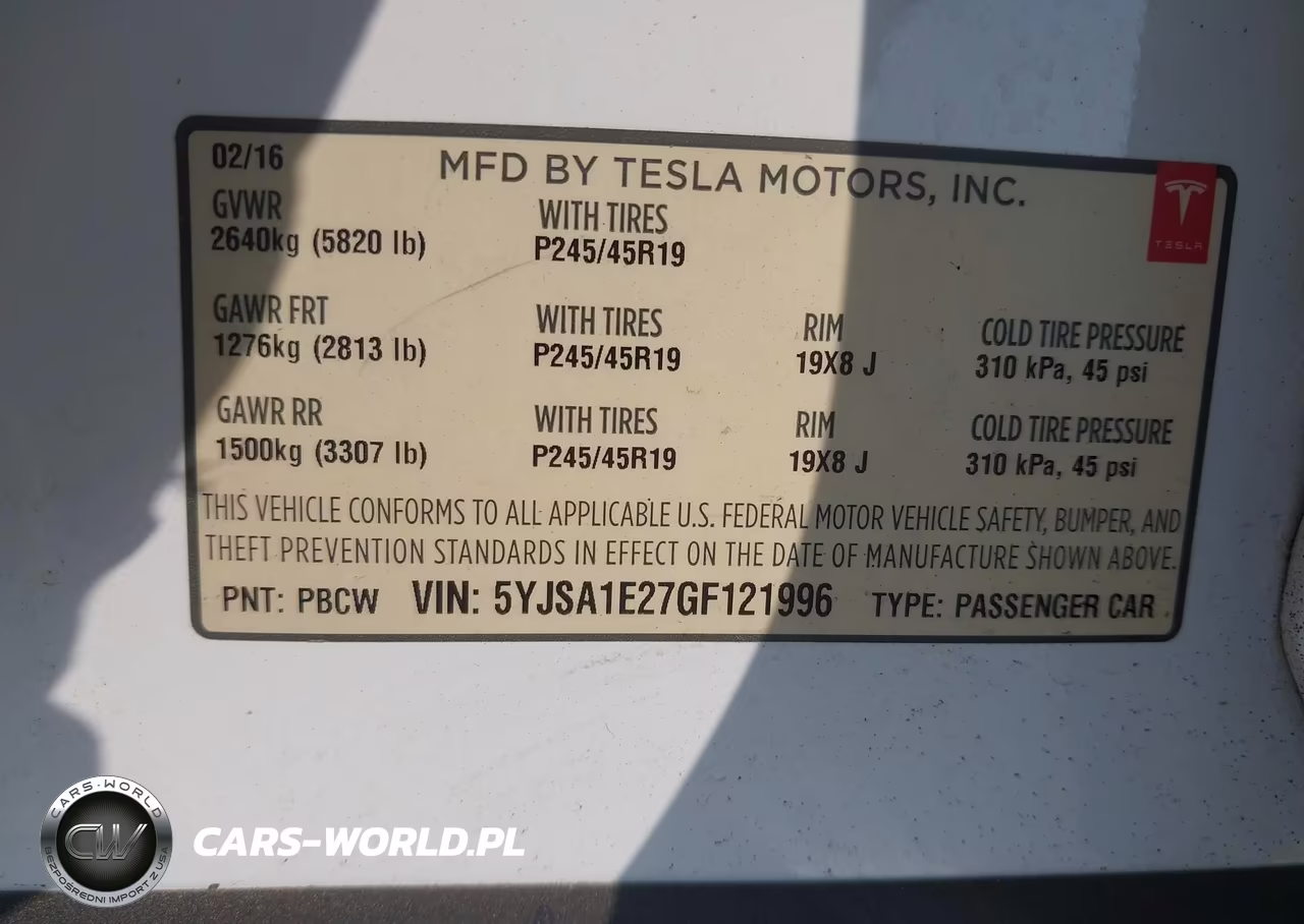 2016 Tesla Model S 60D-70D-75D-85D-90D VIN:5YJSA1E27GF121996 - 9