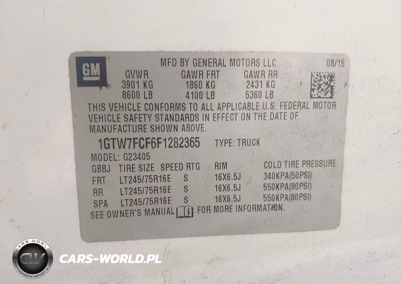 2015 GMC Savana 2500 Work Van VIN:1GTW7FCF6F1282365 - 9