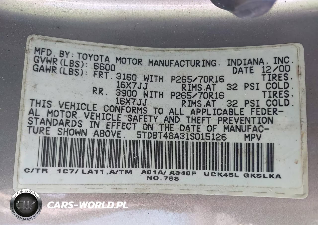 2001 Toyota Sequoia Limited V8 VIN:5TDBT48A31S015126 - 9