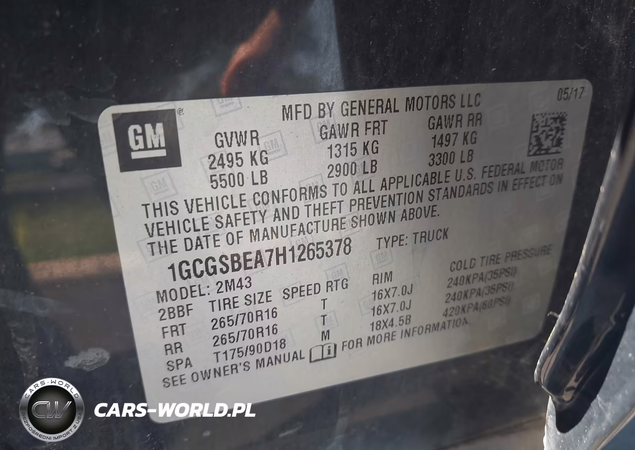2017 Chevrolet Colorado 2Wd Wt VIN:1GCGSBEA7H1265378 - 9