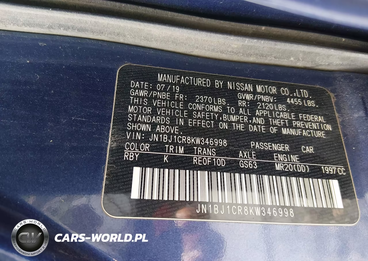 2019 Nissan Rogue Sport Sv VIN:JN1BJ1CR8KW346998 - 9