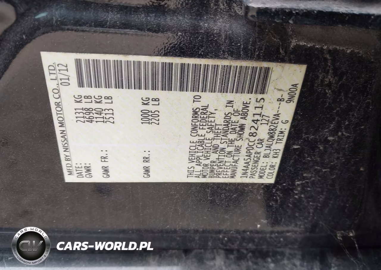 2012 Nissan Maxima 3.5 S VIN:1N4AA5AP0CC824115 - 9