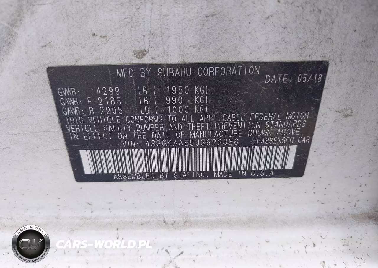2018 Subaru Impreza 2.0I VIN:4S3GKAA69J3622386 - 9