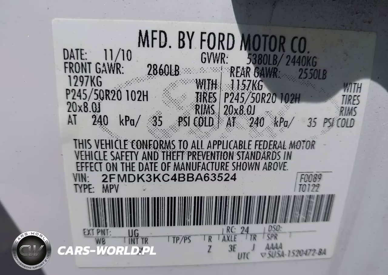 2011 Ford Edge Limited VIN:2FMDK3KC4BBA63524 - 9