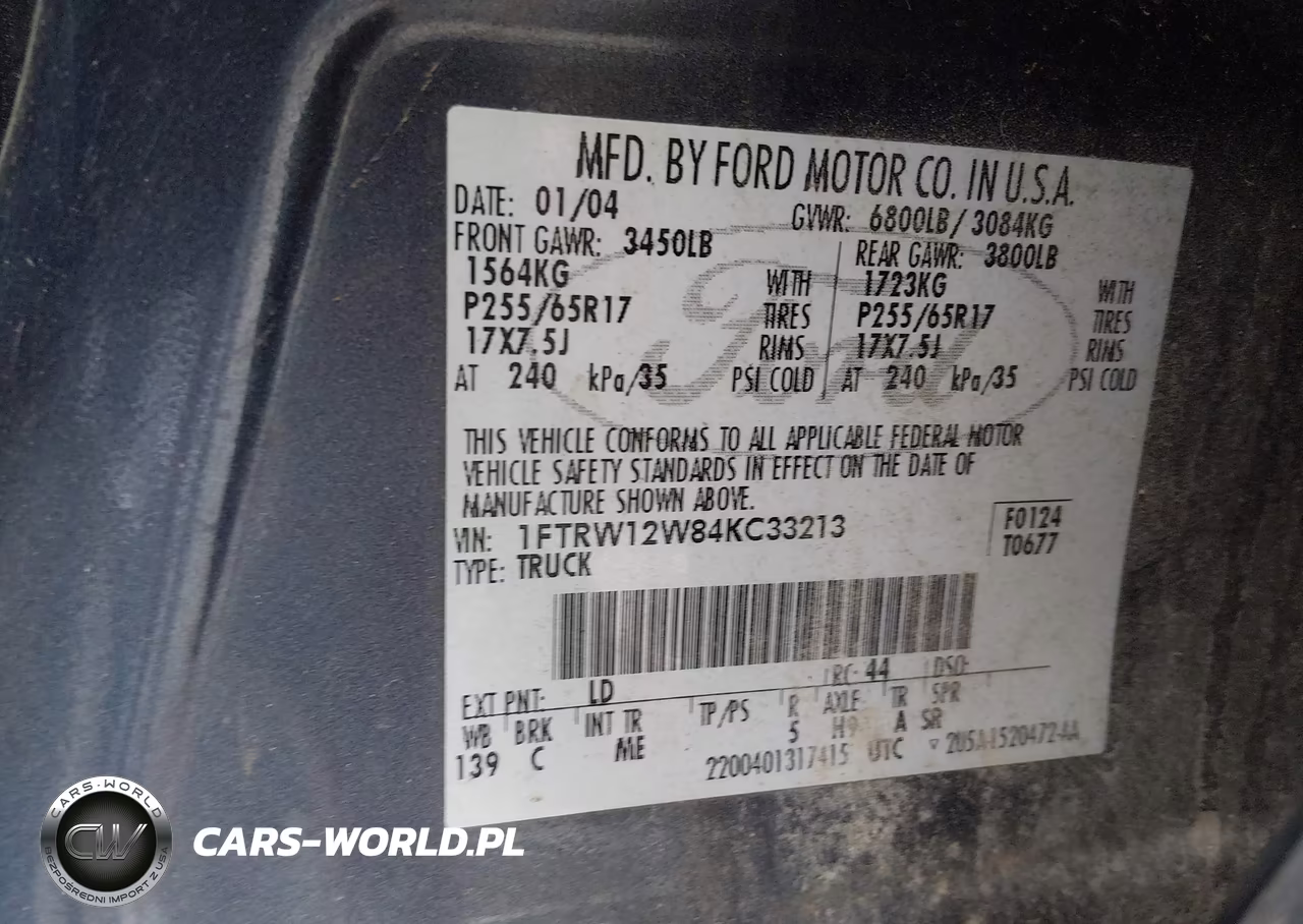 2004 Ford F-150 Xlt VIN:1FTRW12W84KC33213 - 9