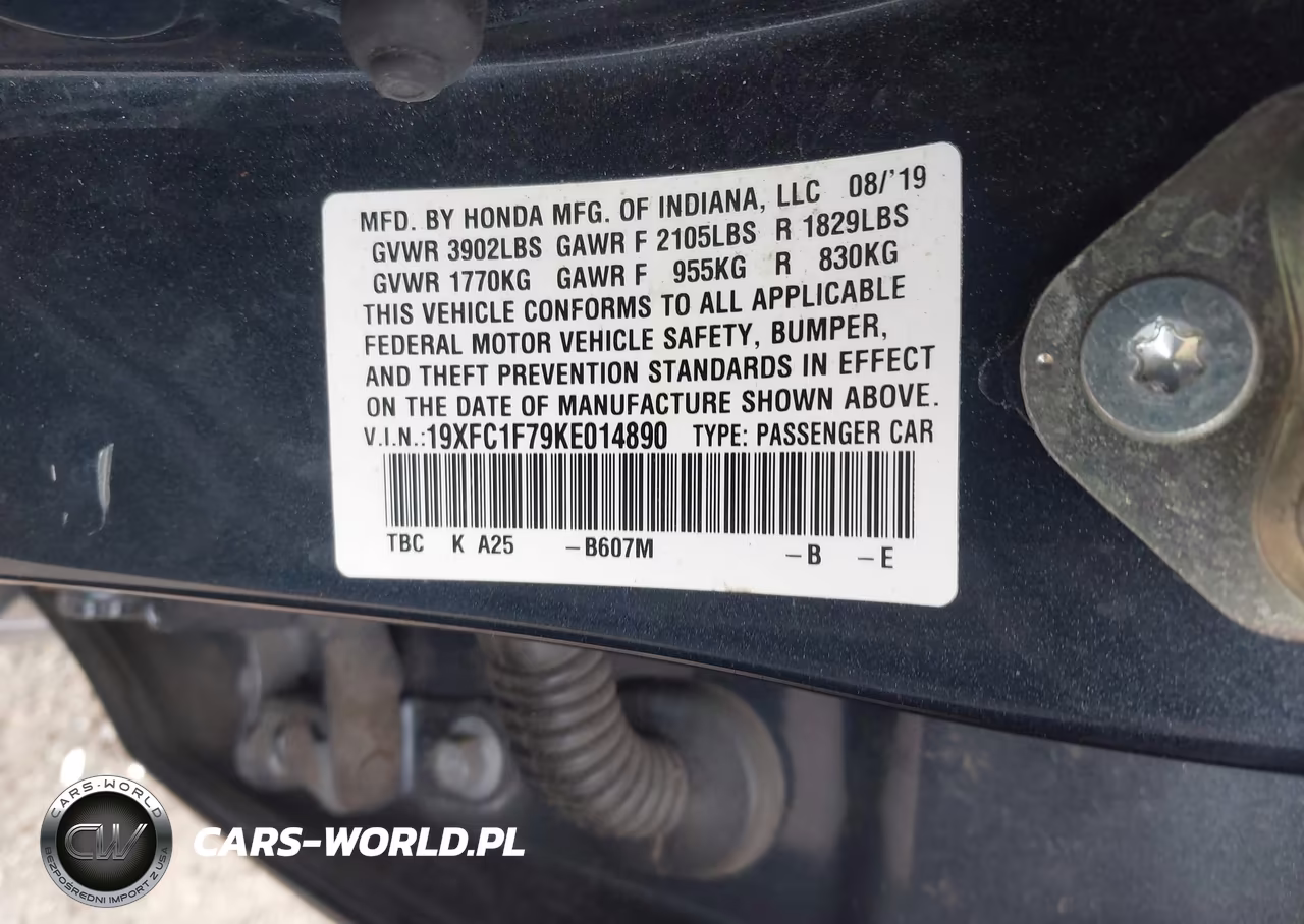 2019 Honda Civic Ex-L VIN:19XFC1F79KE014890 - 9