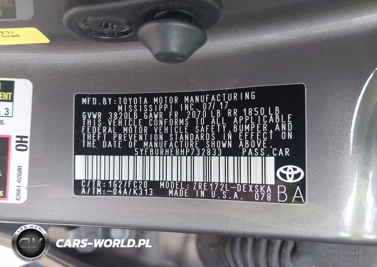 2017 Toyota Corolla Se VIN:5YFBURHE8HP732833 - 9