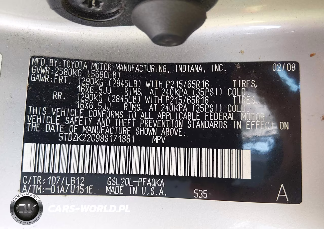 2008 Toyota Sienna Xle VIN:5TDZK22C98S171861 - 9