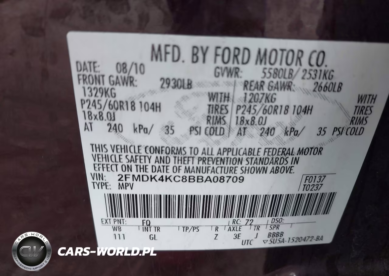 2011 Ford Edge Limited VIN:2FMDK4KC8BBA08709 - 9