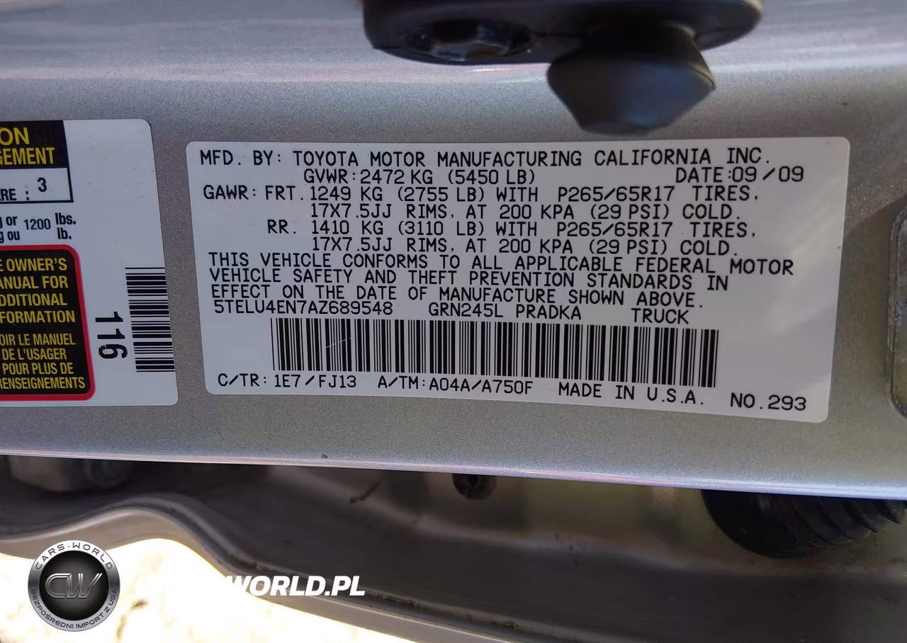2010 Toyota Tacoma Base V6 VIN:5TELU4EN7AZ689548 - 9
